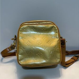 Louis Vuitton Monogram Vernis Yellow Mini Purse Gold crossbody bag Authentic